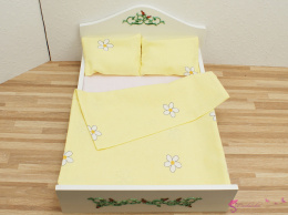 Pościel na podwójne łóżko - żółta w kwiatki